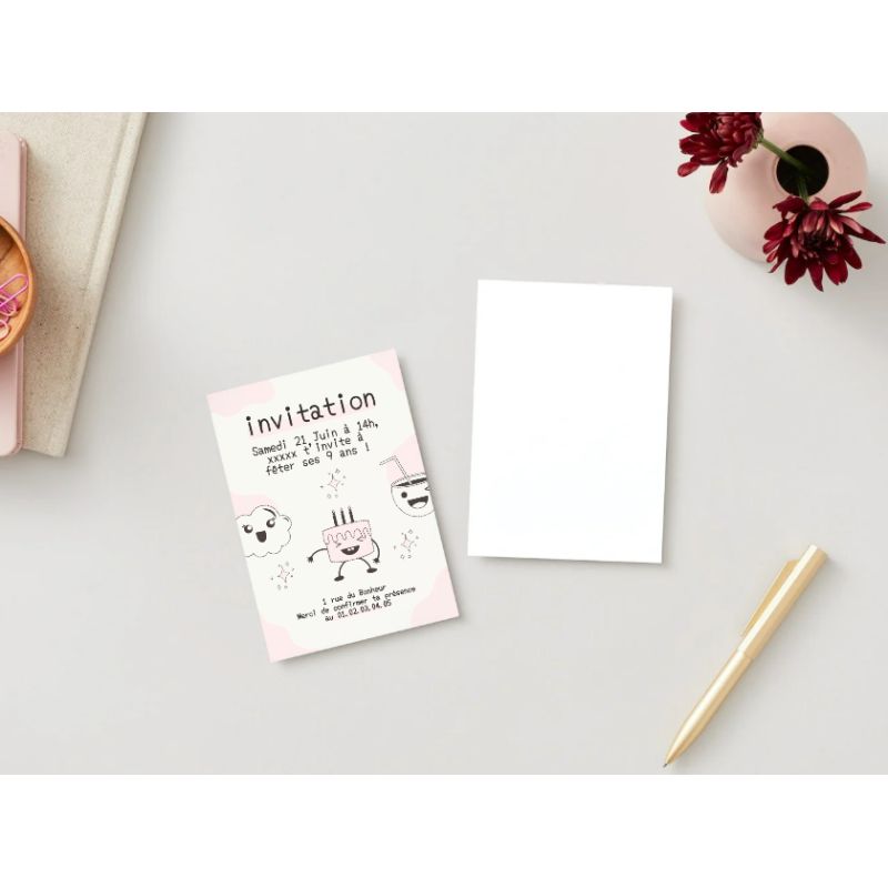 Carton anniversaire enfant Kawaii