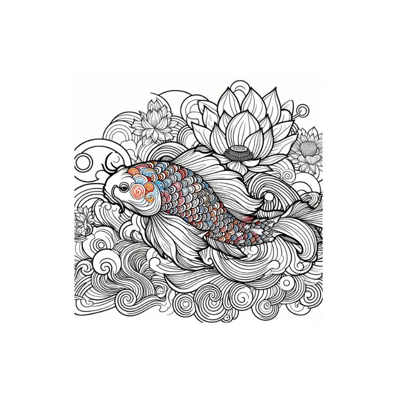 N3 Koi japonais, 7 coloriages détentes